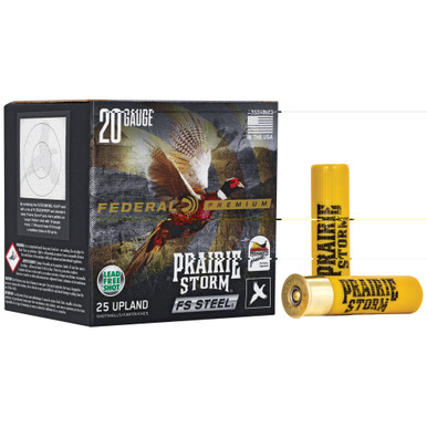 Federal Prairie Storm FS Steel 20 Gauge 3 Inch #4 Shot 7/8 oz Shotshells 25 Round Box