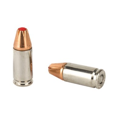 Hornady Critical Duty 9mm FlexLock bullet close-up showing Flex Tip design