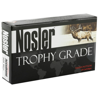 Nosler Trophy Grade 308 Win 150gr AccuBond cartridges and bullet close-up