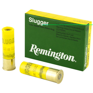 Remington 20 Gauge 2.75 inch Slugger Rifled Slug 5-round box front view