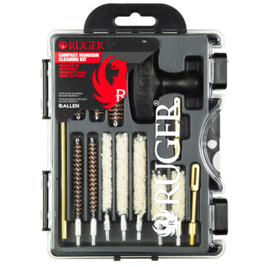 Allen Company Compact Handgun Cleaning Kit 14-piece set in clear-lid case