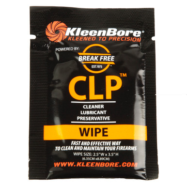 Kleen-Bore CLP Wipes individual wipe and packaging detail