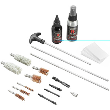 Hoppe's Black Cleaning Kit components laid out showing full contents of the kit