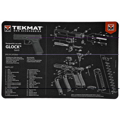 TekMat Glock Gen 5 cleaning mat with exploded parts diagram