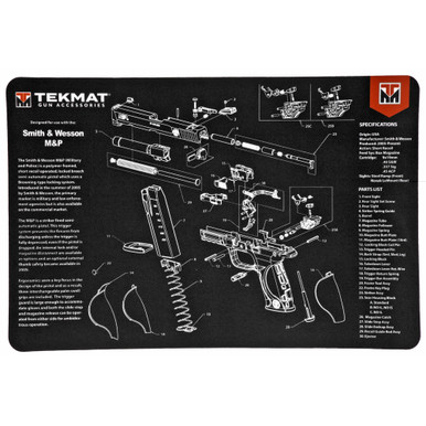 TekMat S&W M&P Pistol Cleaning Mat with exploded parts diagram