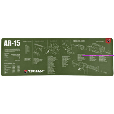 TekMat AR-15 Cleaning Mat with exploded parts diagram in OD green