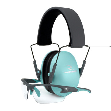 Radians Lowset Earmuff and Safety Glasses Combo in Aqua