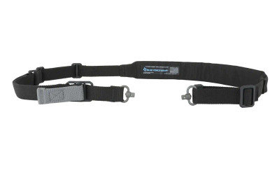 Blue Force Gear Vickers 221 Padded Sling in Black - full sling view showing RED Swivel and Burnsed Socket