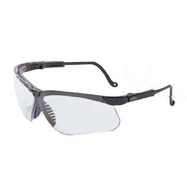 Howard Leight Vapor II Safety Glasses Black Frame Clear Lens front view