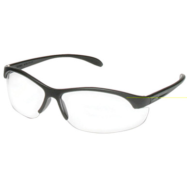 Howard Leight HL200 Compact Safety Glasses in black frame with clear lens, front view