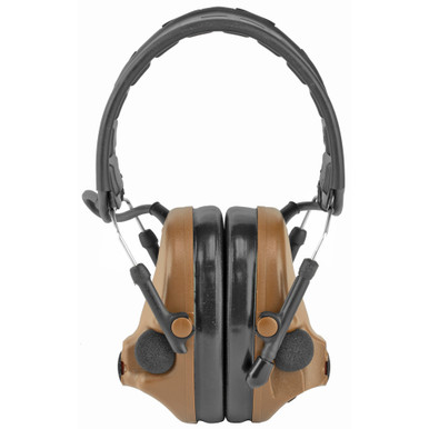 3M Peltor ComTac V Defender Coyote Brown electronic earmuff front view