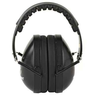 Walker's X-SM Compact Folding Earmuff in Black - front view