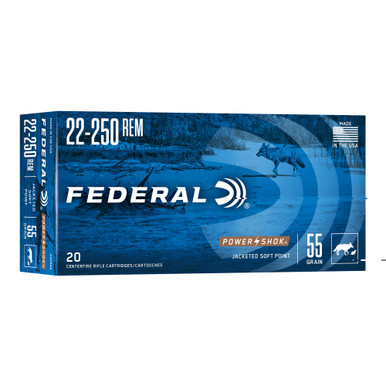 Federal PowerShok 22-250 Remington 55 Grain Jacketed Soft Point 20-Round Box
