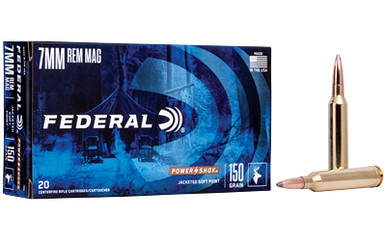 Federal PowerShok 7mm Remington Magnum 150 Grain Jacketed Soft Point Ammunition Box