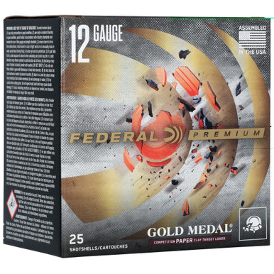 Federal Gold Medal Paper 12 Gauge #8 Shotshells Box Detail and Shell View