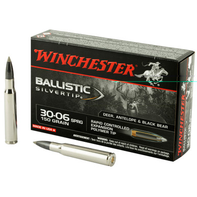 Winchester Ballistic Silvertip 30-06 Springfield 150 Grain Polymer Tip Ammunition Box