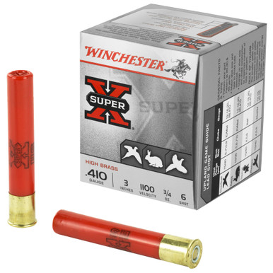 Winchester Super-X .410 Bore 3 Inch #6 Shot 25-Round Box front view