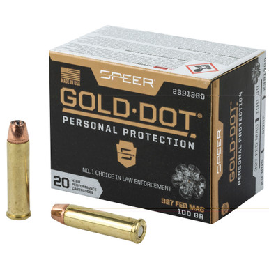 Speer Gold Dot 327 Federal Magnum 100gr Hollow Point ammunition box front view