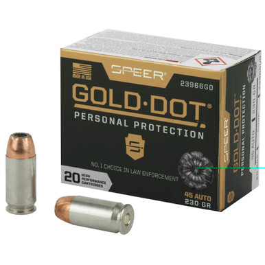 Speer Gold Dot 45 ACP 230 Grain Hollow Point box of 20 rounds