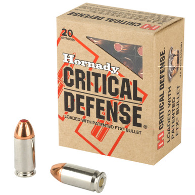Hornady Critical Defense 45 ACP 185gr FTX ammunition box front view