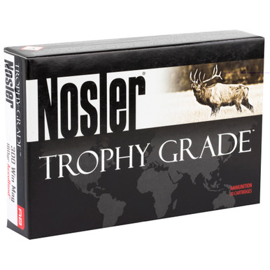 Nosler Trophy Grade 300 Win Mag AccuBond cartridges and box detail
