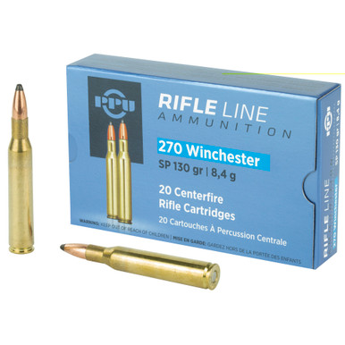 Prvi Partizan 270 Winchester 130 Grain Soft Point ammunition box, 20 rounds