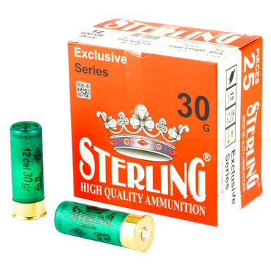Sterling Exclusive 12 Gauge #8 Shotshells 25-Round Box Front View