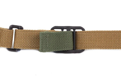 Blue Force Gear Vickers AK Sling quick-adjust pull tab and adjuster closeup