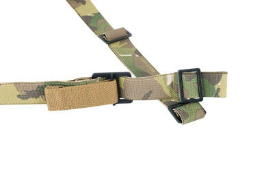 Blue Force Gear Vickers VCAS Multicam Sling Detail - Rapid Adjust Pull Tab and Metal Hardware