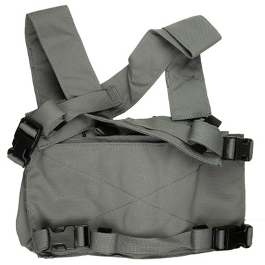 Gray D3CR X chest rig side angle showing MIL-SPEC nylon webbing detail