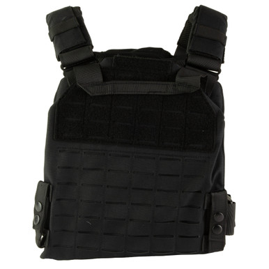 Black plate carrier showing kangaroo pouch with triple magazine insert detail
