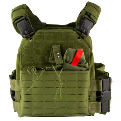 NcStar Quick Release Laser Cut Plate Carrier in Olive Drab Green, front view