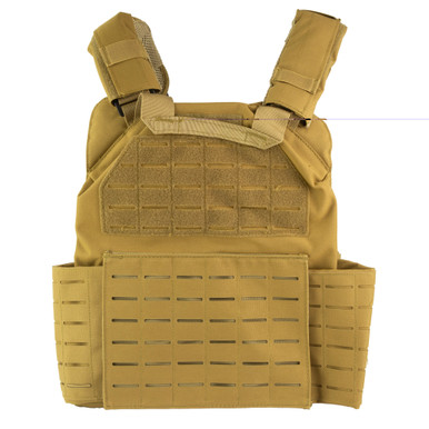 Kangaroo pouch detail with removable triple magazine insert on NcStar Tan plate carrier