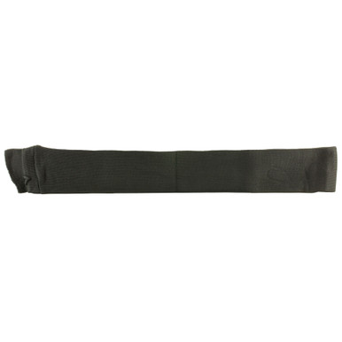 Close-up of Bulldog gun sock soft thick black knit fabric texture detail