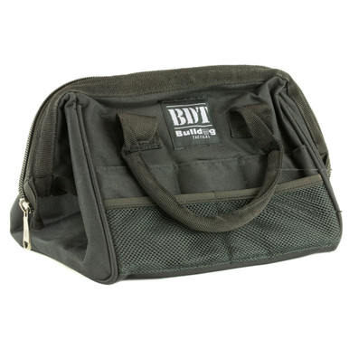 Bulldog Tactical Ammo and Accessories Range Bag in black with heavy-duty metal zipper pulls