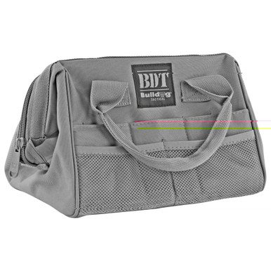Bulldog Tactical Ammo and Accessory Bag Gray - front view showing external pockets