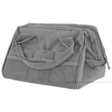 Bulldog Tactical Ammo and Accessory Bag Gray - open top view showing internal compartments