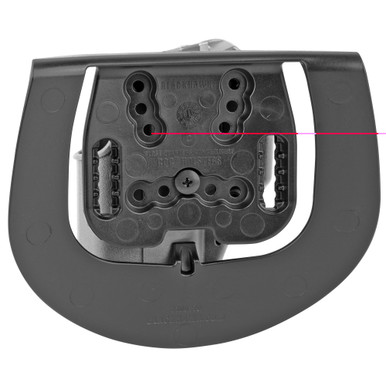 Side angle view showing SERPA retention detent and speed cut design gray holster