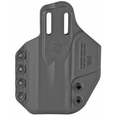 Close-up of Stache IWB holster adjustable retention and modular mounting system