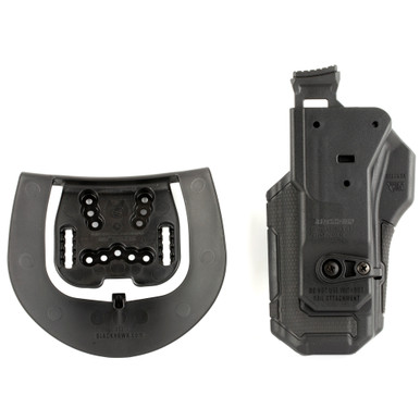 Close-up of thumb release retention mechanism on BLACKHAWK Omnivore holster