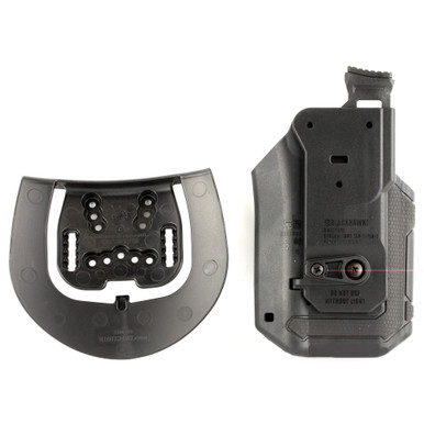 Thumb release mechanism detail on BLACKHAWK Omnivore black holster