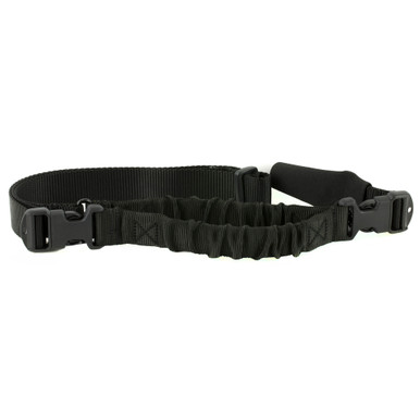 BLACKHAWK Storm Single-Point Sling in Black showing bungee flex and nylon webbing