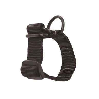 BLACKHAWK Single Point Sling Adapter in black showing nylon webbing and metal D-ring hardware