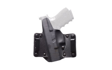 Side profile view showing leather wing body contour fit on BlackPoint Tactical Glock 19 IWB holster