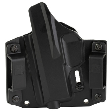 Side angle view of BCA OWB holster showing precise SIG P365 retention fit