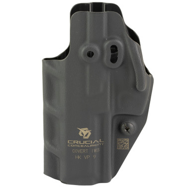 Side angle view showing adjustable retention screw on Crucial Concealment Covert IWB holster