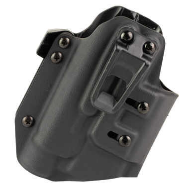 Side angle view showing adjustable retention shim on Crucial Concealment IWB universal light holster