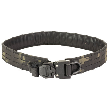 Haley Strategic D3 Outer Belt with Snakebite D-Ring in Coyote, medium size, front view showing buckle and MOLLE webbing