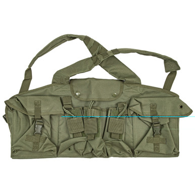 VISM by NcStar AK Chest Rig in green showing six magazine pouches and adjustable straps