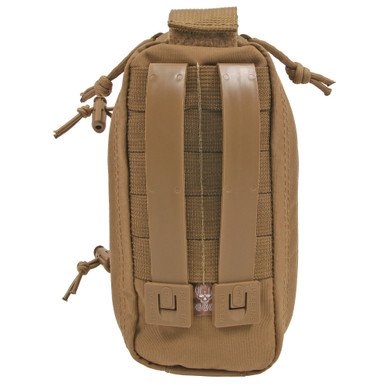 Coyote Brown slim trauma pouch showing dual full-length zipper detail